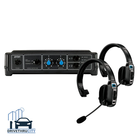 DTX1 Drive Thru Wireless Headset Intercom System - Kit - QSR Coffee Stand Trailer Kiosk Restaurant Drive Through